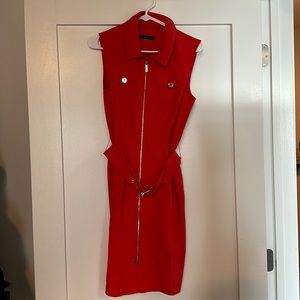 Orange Tommy Hilfiger dress with gold zipper detailing
